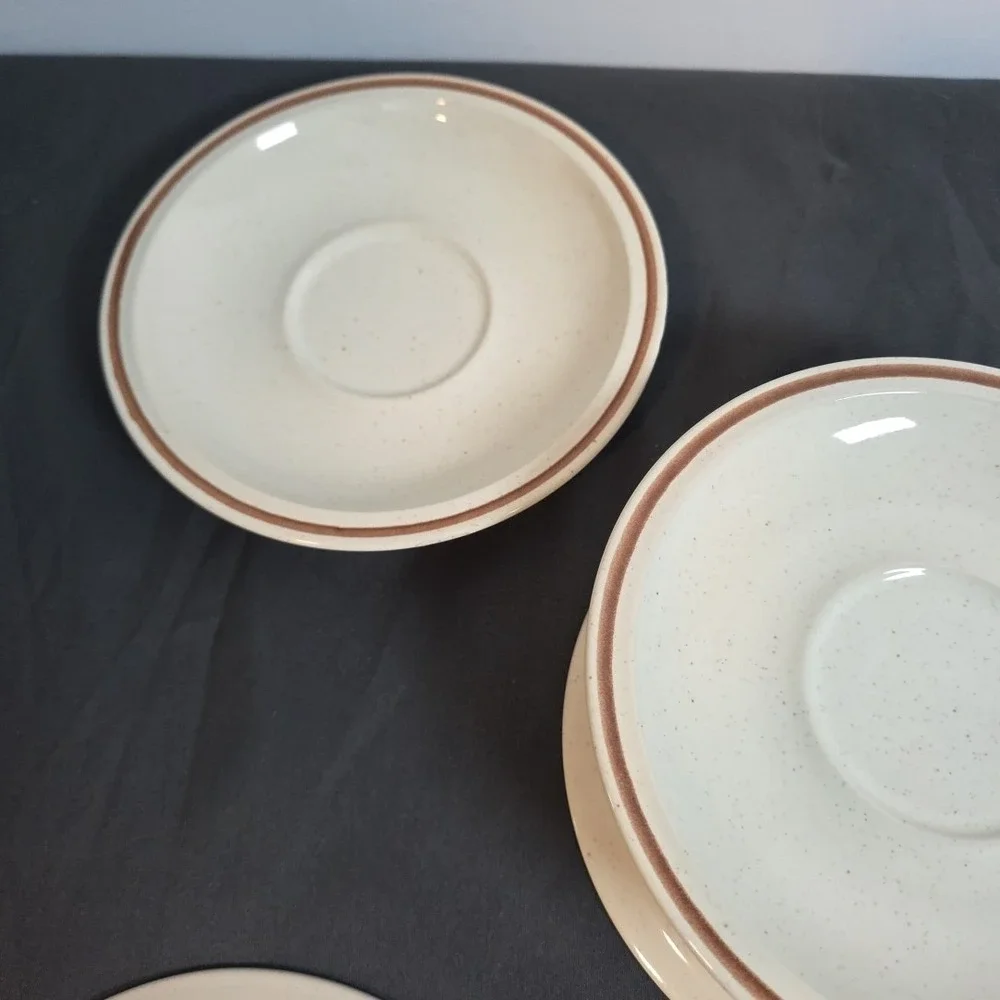 Hearthside Casual Elegance Brown Stripe Stoneware‎ bread plate 6 Pieces